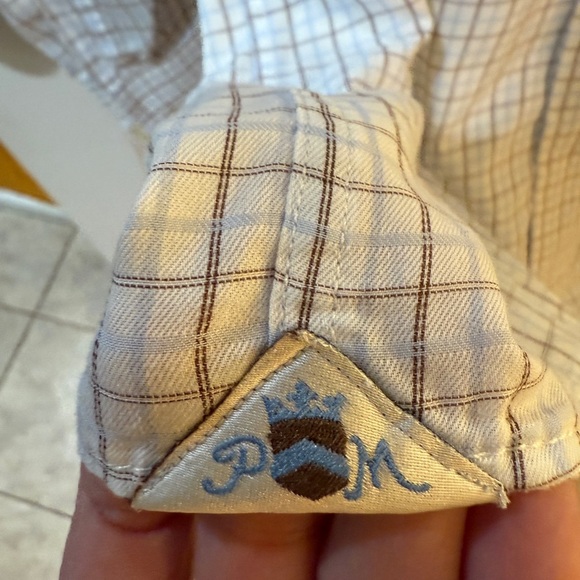 Peter Millar White and Blue Casual Button Down Shirt stain on sleeve 🤪 - Picture 2 of 6